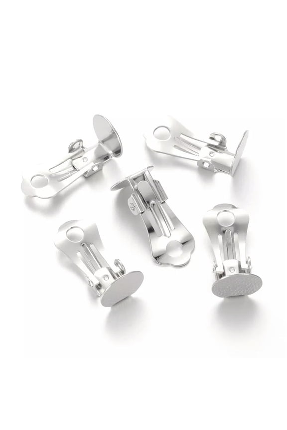 10pcs Round Flat Back Tray Earring Clips 10mm for Non Piercing DIY Earrings