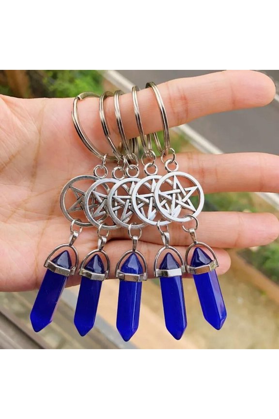 10pcs Royal Blue Glass Bag Clasp Pendants Keychain Chakra Reiki Healing Amulet