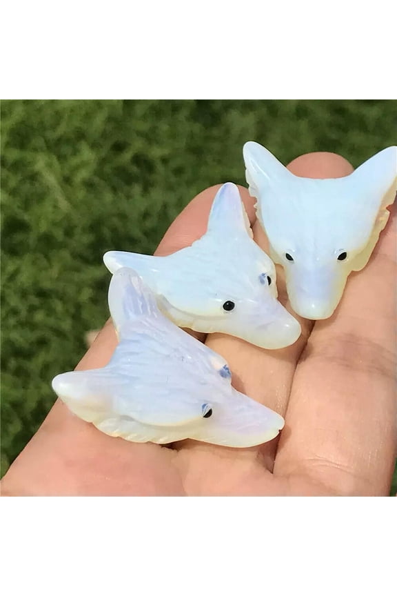 10pcs opalite wolf skull pendant quartz crystal gem hand carved reiki healing