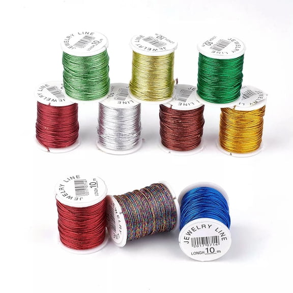 MATROOY 10rolls Metallic Twisted Tinsel Cord Mixed Color 1mm Braid Jewellery Crafts