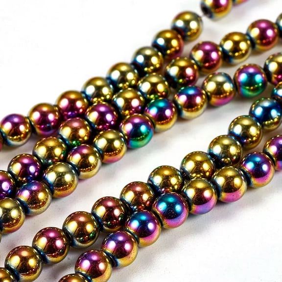 MATROOY 10strands Electroplate Hematite Beads Non-magnetic Synthetic Round Multi-color