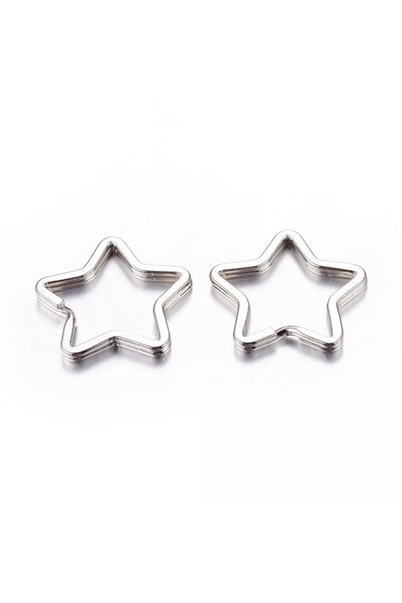 10x Iron Split Key Rings Star Platinum 34x3mm Keychain Finding Clasps Making