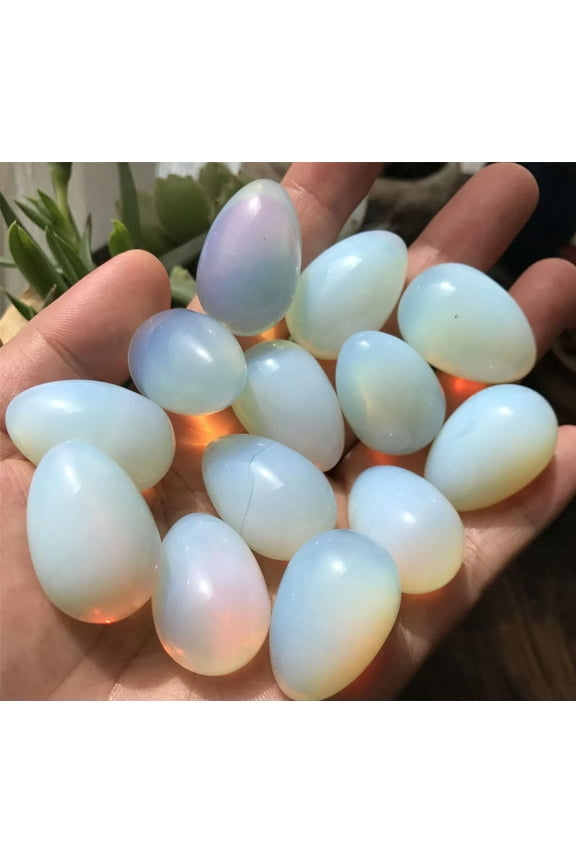 10x Opalite Stone Eggs Quartz Crystal Pendant Mineral Carved Skull Reiki Healing
