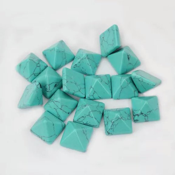 MATROOY 10x Quartz rock Engraved Pyramid Carved Stone Polished Chakra Healing Reiki -Blue Turquoise