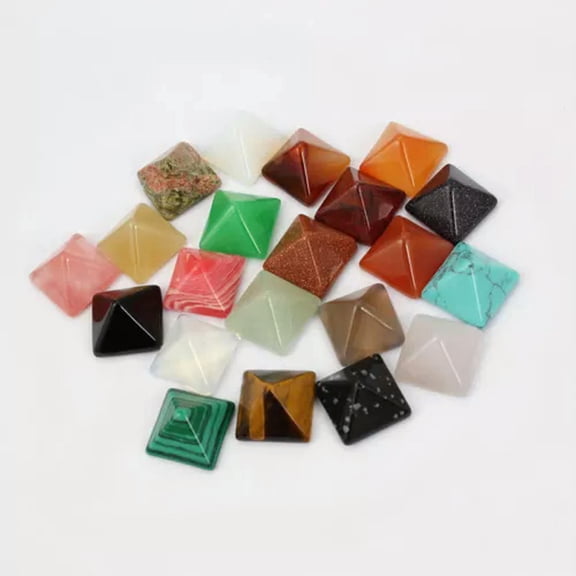 MATROOY 10x Quartz rock Engraved Pyramid Carved Stone Polished Chakra Healing Reiki -Mix to Sell