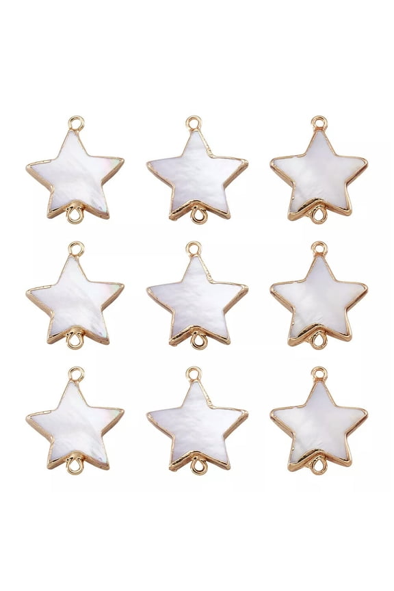 10x Shell Pendant Connectors Star Double Loops Golden Charm Links 22x18x3mm