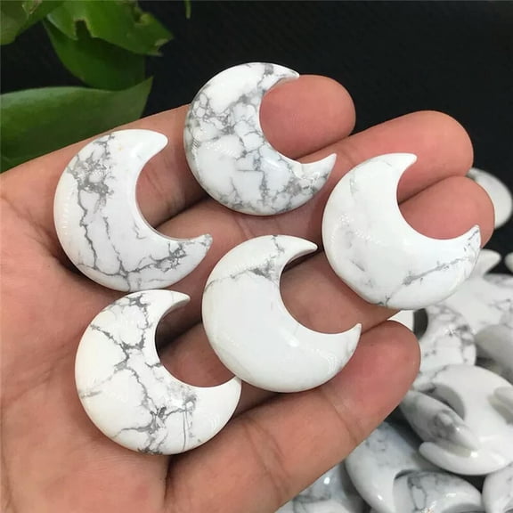 MATROOY 10x Wholesale Natural White Howlite Stone Moon Carved Skull Reiki Gems Healing