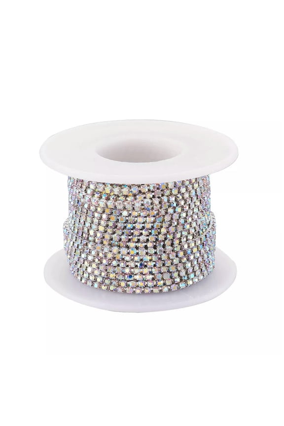 10yards/roll Brass Strass Chains Rhinestone Cup Chains 2mm Crystal AB