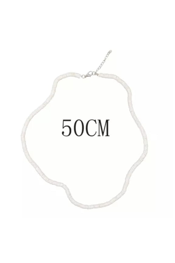 12~20" White Round Hawaiian Chipped Puka Sea Shell Necklace Surfer Shell Choker-20