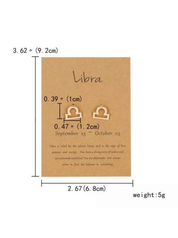 12 Constellations Star Zodiac Sign Earrings Stud Virgo Taurus Women Jewelry Gift-Libra