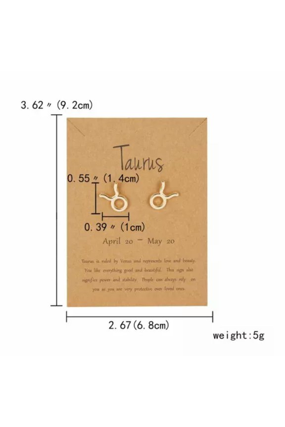 12 Constellations Star Zodiac Sign Earrings Stud Virgo Taurus Women Jewelry Gift-Taurus