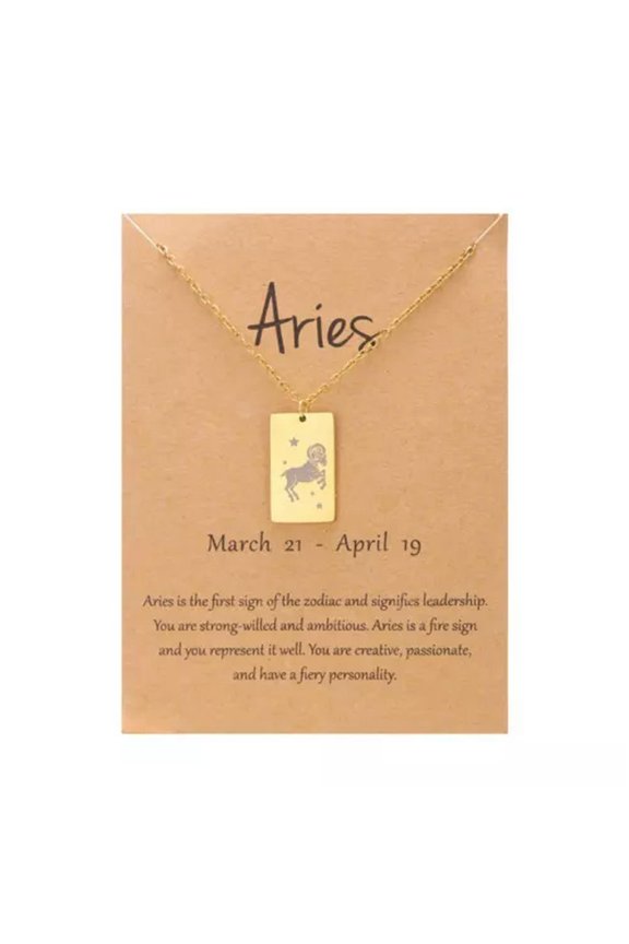 12 Constellations Zodiac Sign Stainless Steel Necklace Adjustable Unisex Jewelry-Aries