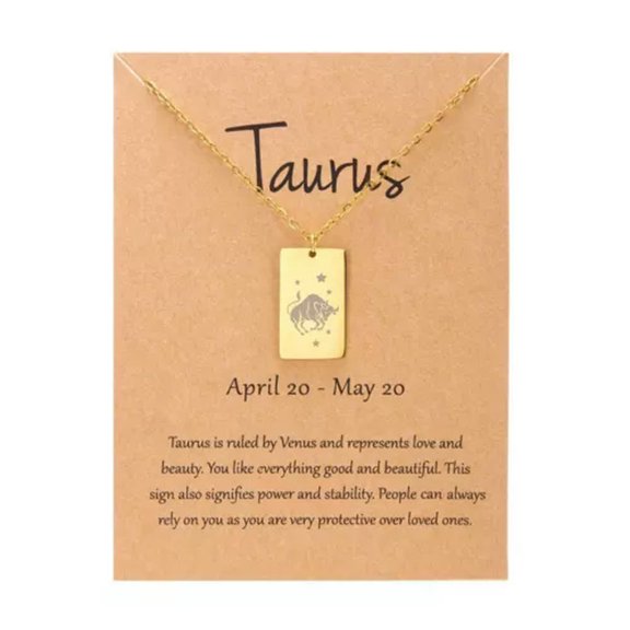 MATROOY 12 Constellations Zodiac Sign Stainless Steel Necklace Adjustable Unisex Jewelry-Taurus