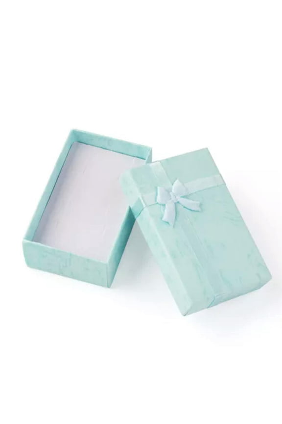 12Pcs Cardboard Paper Jewelry Set Boxes Rectangle Gift Packaging 8.25x5.3mm-Light Blue