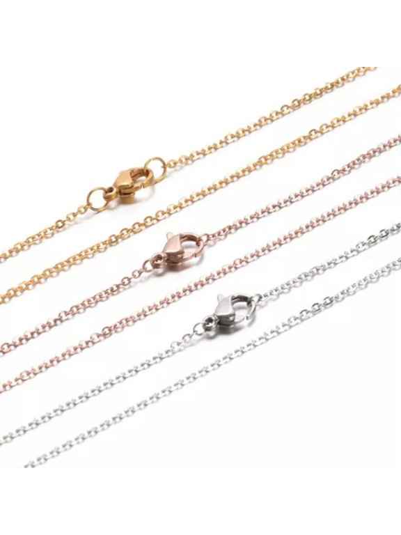 12Strands Stainless Steel Cable Chain Necklaces Multi-Color 17.7"(45cm)-Random Mixed Color