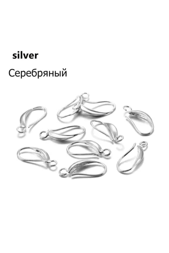 12pcs 17x8mm Copper Rose Gold French Earring Hooks Ear Clasps Settings Ear Wires-Silver-17x8mm 12pcs