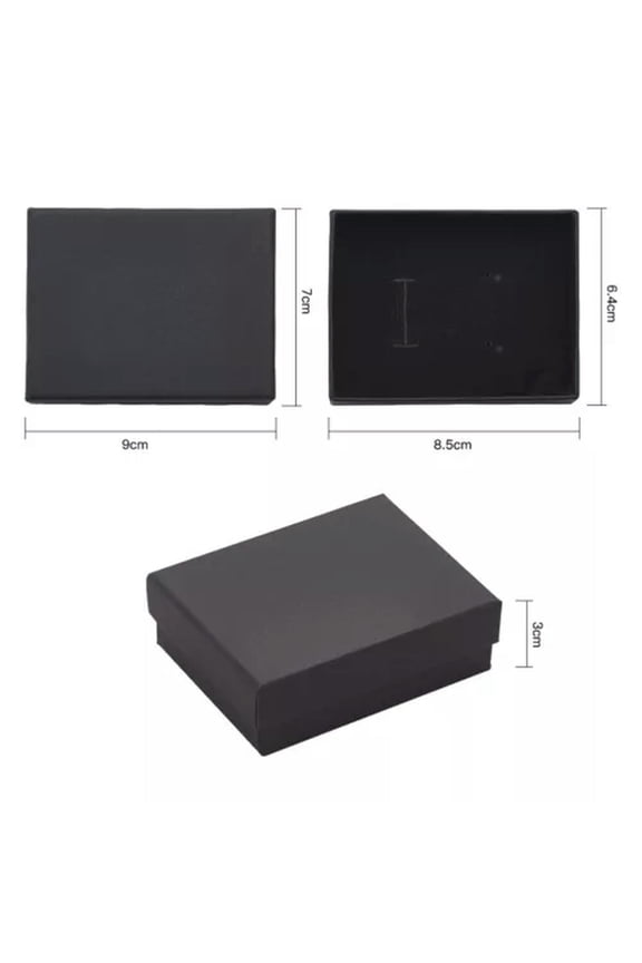 12pcs Cardboard Jewelry Set Box for Ring Necklace Gift Boxes Rectangle Black/Tan-Black