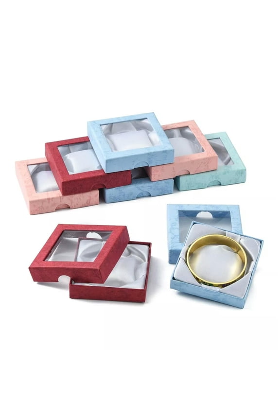 12pcs Square Cardboard Bracelet Boxes Bangle Package 3.5 inches Mixed Color