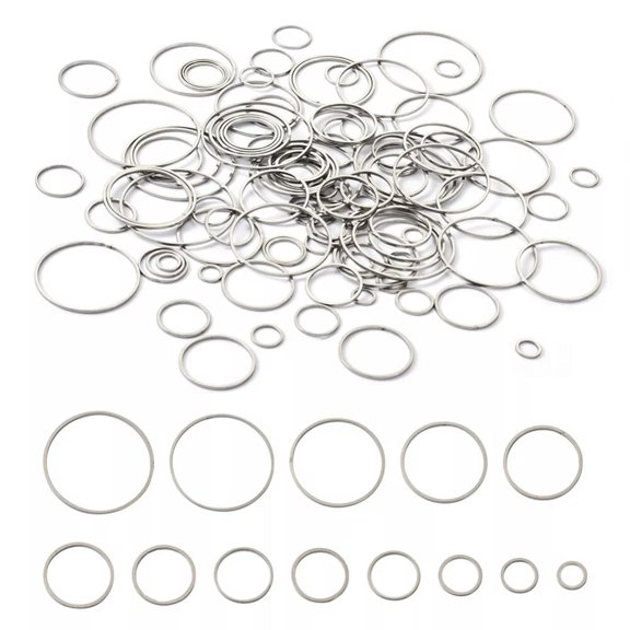 MATROOY 130pcs Stainless Steel Hollow Round Frame Charms Linking Ring Connectors