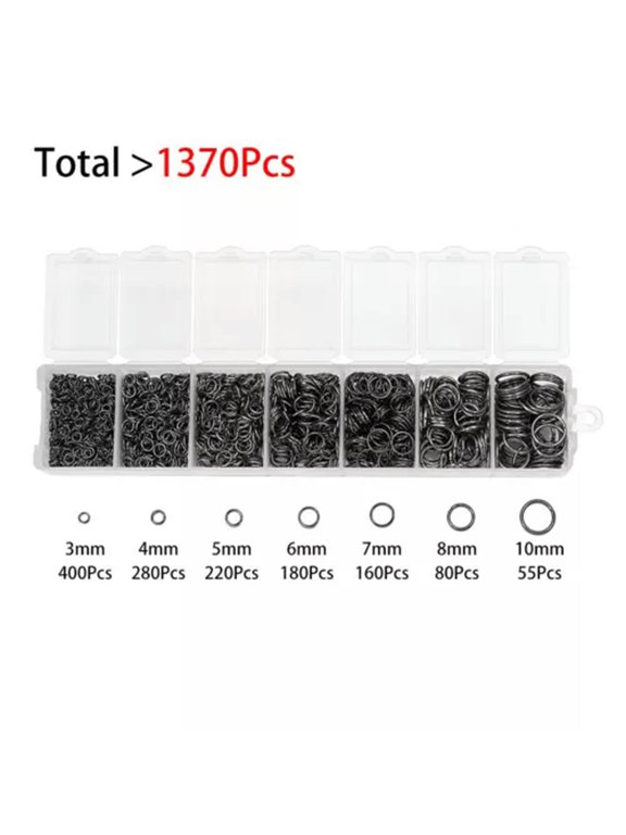 1370pcs/Box 7Sizes 3mm-9mm Open Jump Ring Split Rings Jewelry Findings Connector-Gun Black