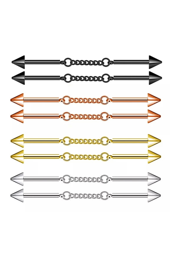 14G Men Women Spike Earrings Cartilage Steel Industrial Barbell Piercings 8 Pack
