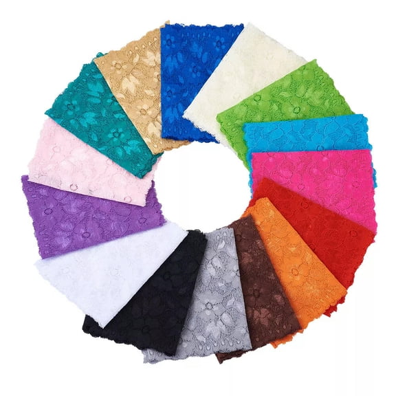 MATROOY 15 Colors Stretch Lace Trim Fabric Elastic Lace Flowers Embroidered Ribbons
