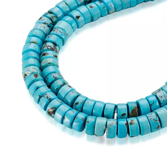 MATROOY 150Pcs 6mm Natural Howlite Stone Flat Round Gemstone Loose Beads Blue Dyed