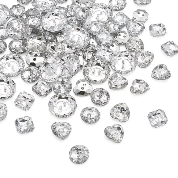 MATROOY 150pcs/box Acrylic Rhinestone Buttons Mixed Clear Sewing Fastening Buttons