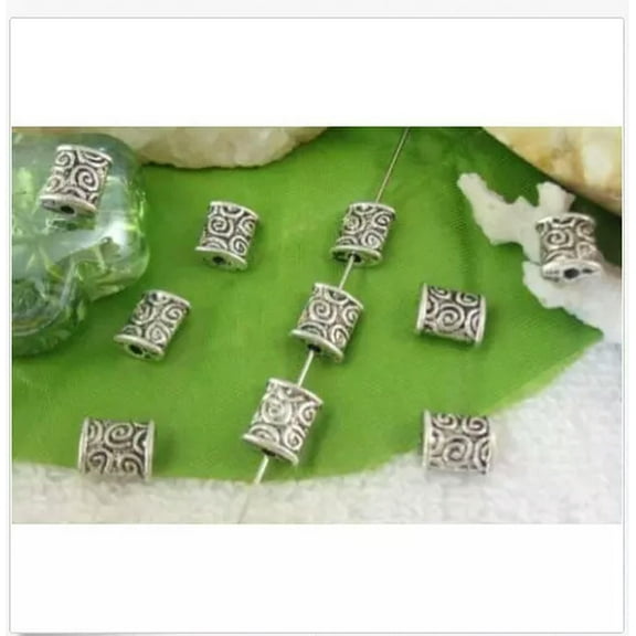 MATROOY 160pcs Tibetan silver spiral square spacer beads For Jewelry Making