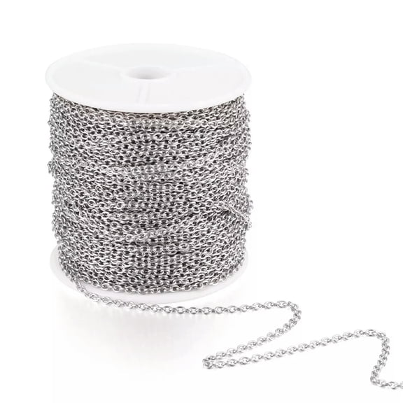 MATROOY 164Feet/roll Stainless Steel Cable Chains Unwelded Oval Cross Chain Links 3x2mm