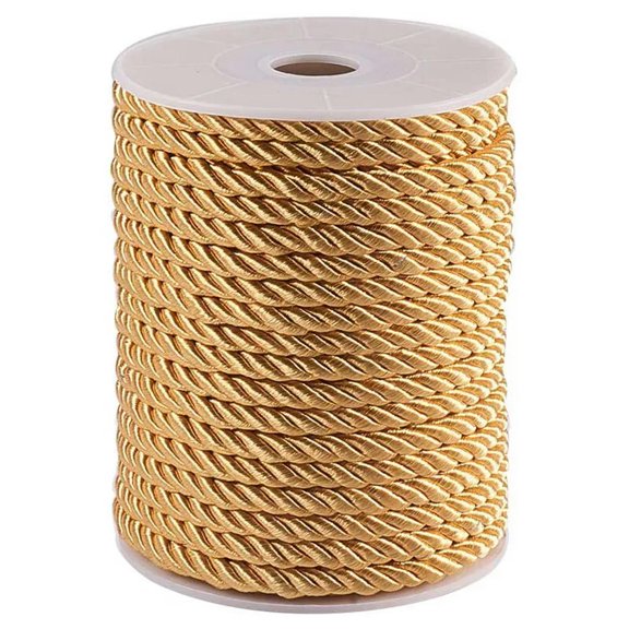 MATROOY 18~19 Yards Twisted Cord Rope 5mm Nylon Twisted Cord Trim Thread String Golden