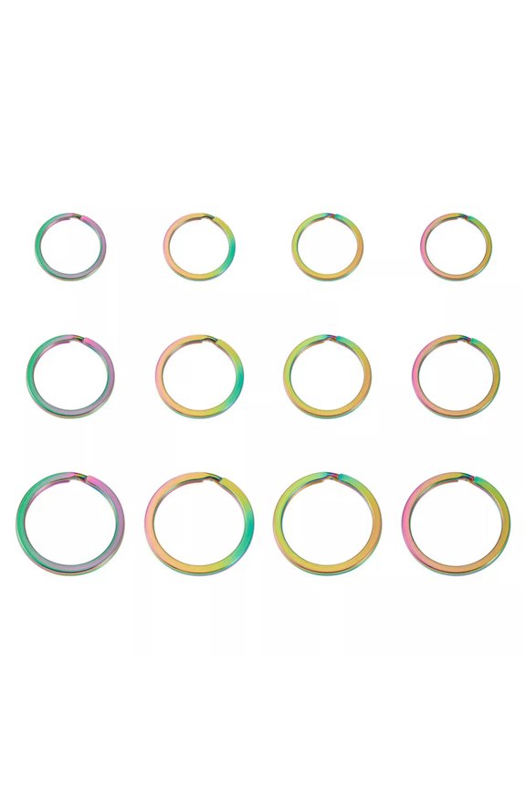 18Pcs Stainless Steel Split Key Rings Colorful Double Loop Connectors 3 Sizes