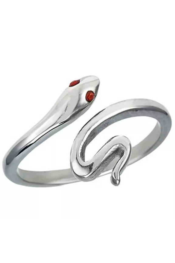 1930s Style Art Deco Snake Ring Silver Stainless Steel Serpent Boho Band-6
