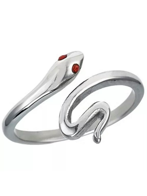 1930s Style Art Deco Snake Ring Silver Stainless Steel Serpent Boho Band-9
