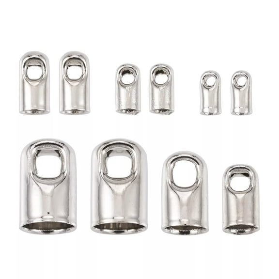 MATROOY 1Box Mixed Platinum Plated Brass Crimp Cord Ends Tip Glue on Barrel End Caps