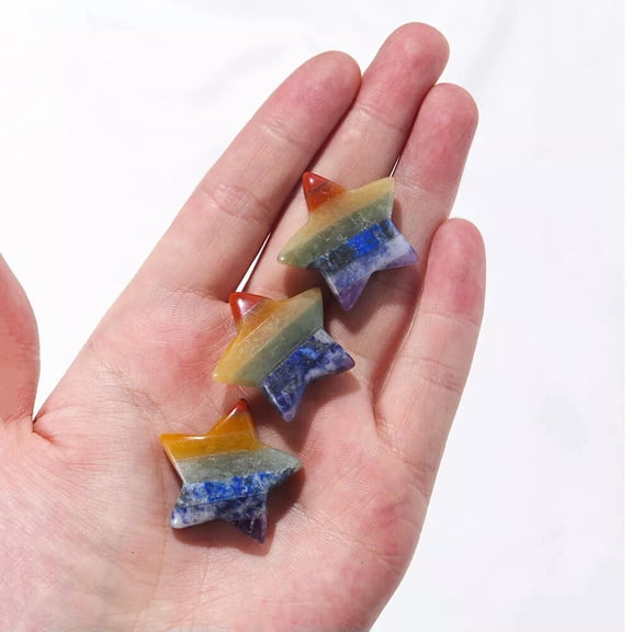 MATROOY 1PC 28mm Natural Crystal Quartz 7 Chakra Star Gemstone Healing Energy Reiki