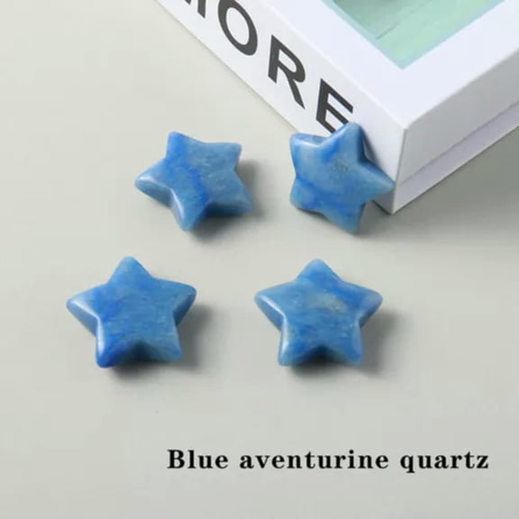 MATROOY 1PC 3cm Natural Quartz Crystal Five Pointed Star Hand Carved Reiki Gemstone-Blue Aventurine Quartz