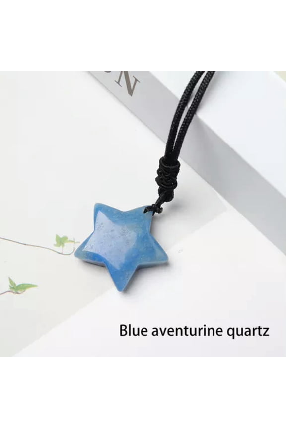 1PC 3cm Natural Quartz Crystal Star Hand Carved Pendant Healing Reiki Necklace-Blue Aventurine Quartz