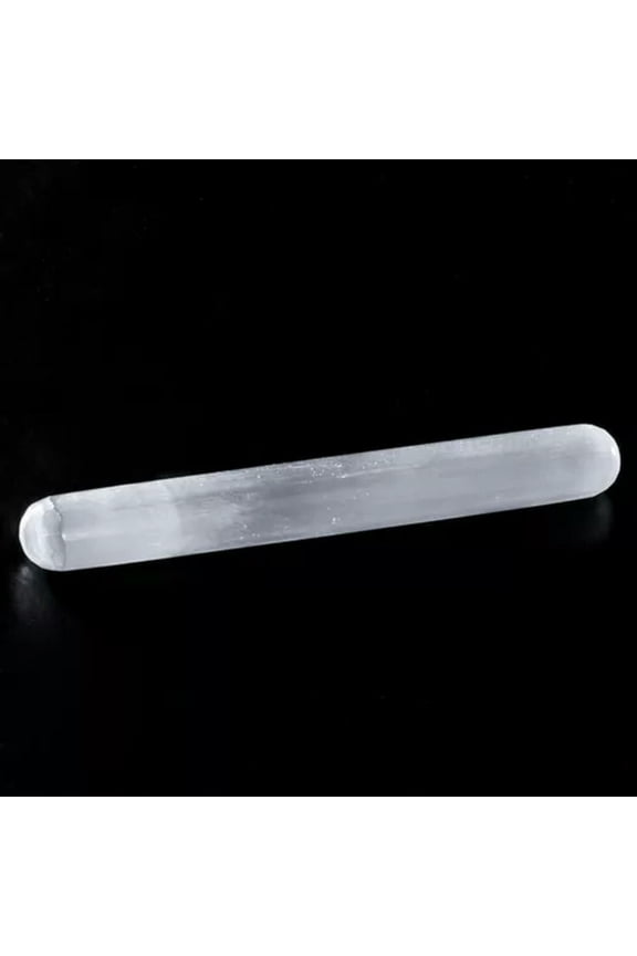 1PC 6" Natural Selenite Polished Wand Round/Point Crystal Healing Massage Wand-Polished