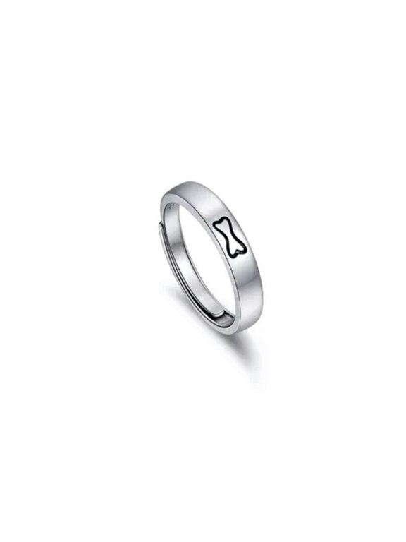 1PC Adjustable Fashion Cartoon Rings One Ring Stainless Steel Men Women Ring-SilveryB