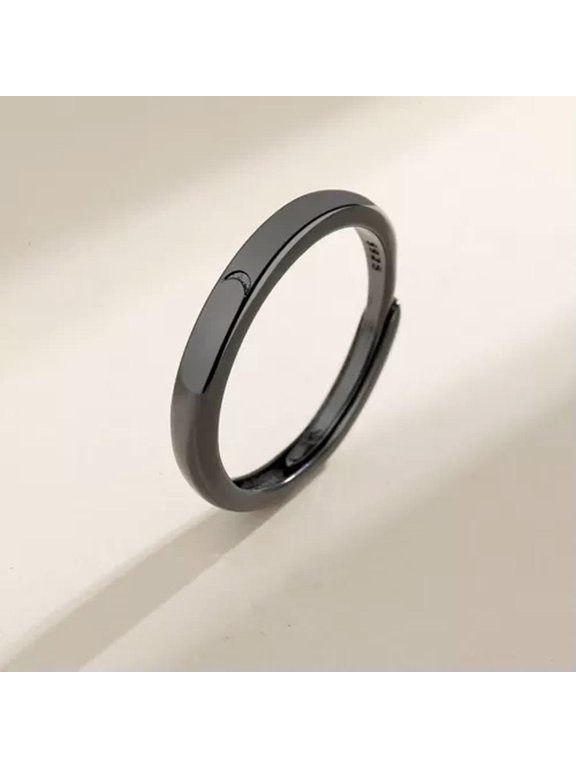 1PC Black/Silver Sun Moon Couple Rings Stainless Steel Band Men's Jewelry Gifts-Moon