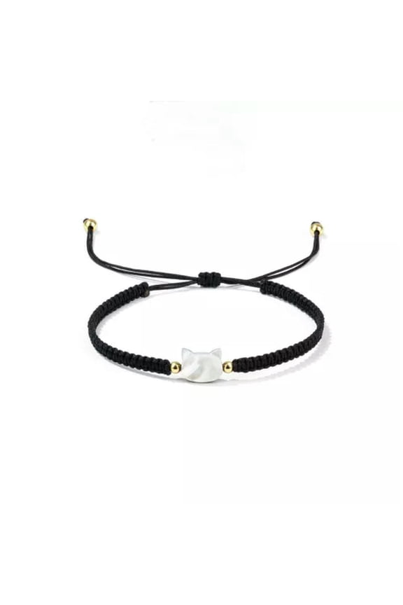 1PC Black White Cat Charm Braided Bracelet Lover Friendship Bracelet Jewelry -White