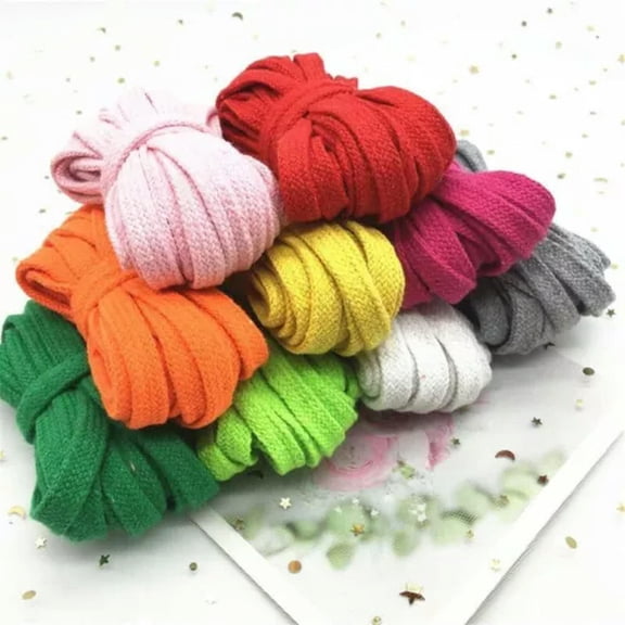 MATROOY 1PC Cotton Woven Twisted Cords DIY Colorful Hollow Rope Cord Sewing Crafts 10m-Pink