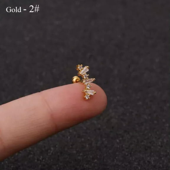 MATROOY 1PC Ear Stud Piercing Earrings Women Helix Cartilage Conch Rook Tragus Jewelry-gold2