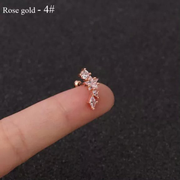 MATROOY 1PC Ear Stud Piercing Earrings Women Helix Cartilage Conch Rook Tragus Jewelry-rose gold4