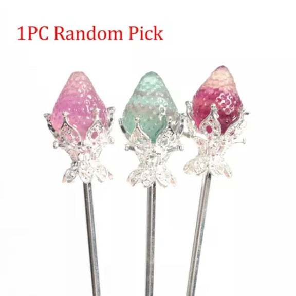 MATROOY 1PC Natural Fluorite Strawberry Carved Hairpin Crystal Quartz Reiki Random Pick-Silver (Random Pick)