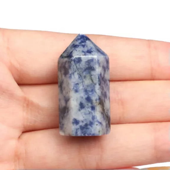 MATROOY 1PC Natural Hexagonal Crystal Quartz Mini Obelisk Tower Point Wand Healing Stone-1PC ( Random Pick)-Blue Spot