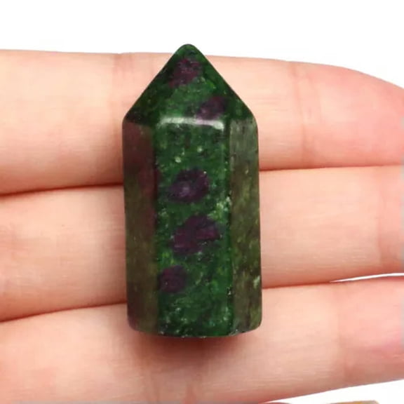 MATROOY 1PC Natural Hexagonal Crystal Quartz Mini Obelisk Tower Point Wand Healing Stone-1PC ( Random Pick)-Epidote