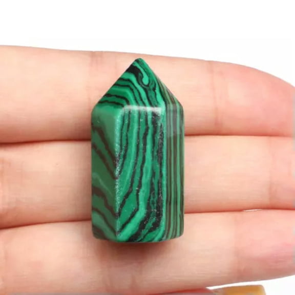 MATROOY 1PC Natural Hexagonal Crystal Quartz Mini Obelisk Tower Point Wand Healing Stone-1PC ( Random Pick)-Malachite