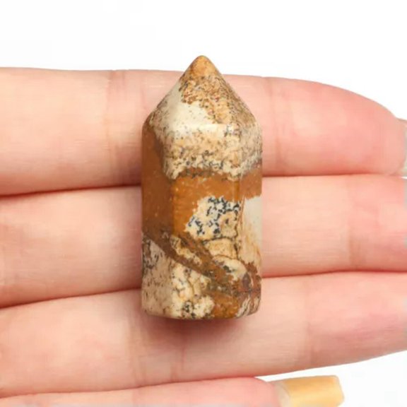 MATROOY 1PC Natural Hexagonal Crystal Quartz Mini Obelisk Tower Point Wand Healing Stone-1PC ( Random Pick)-Picture Jasper